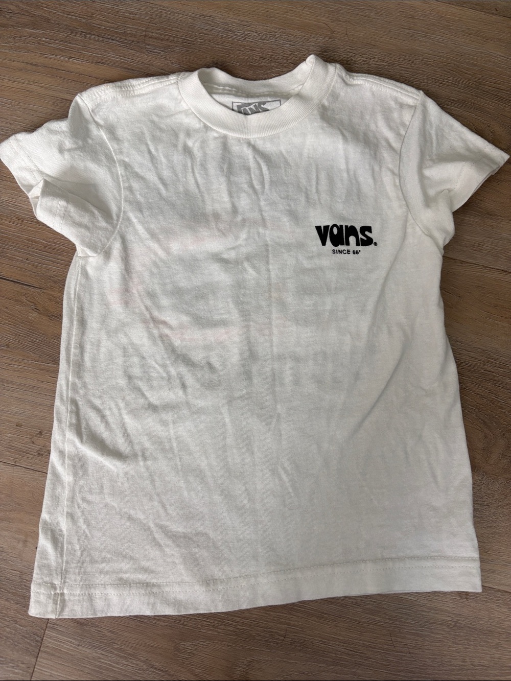 Vans Kids Cream Tee with Black Logo